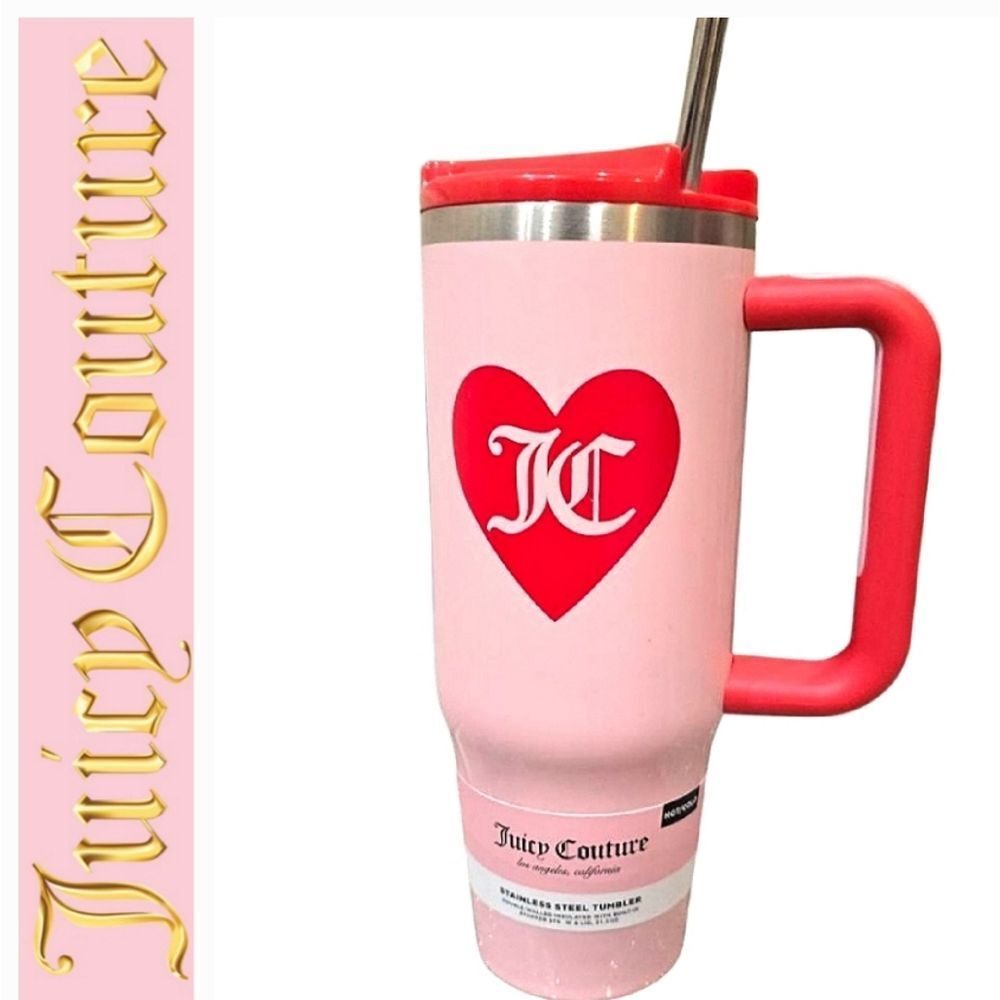 Juicy Couture Home Love JC Stainless Steel 31.5oz Tumbler‎ w/ Built-In  Straw